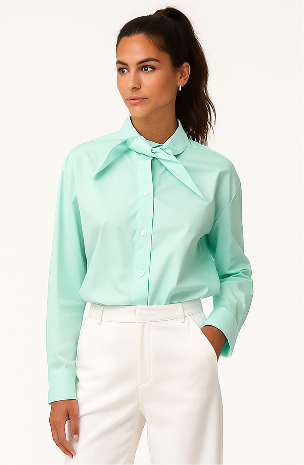 Chemise en popeline vert d’eau
