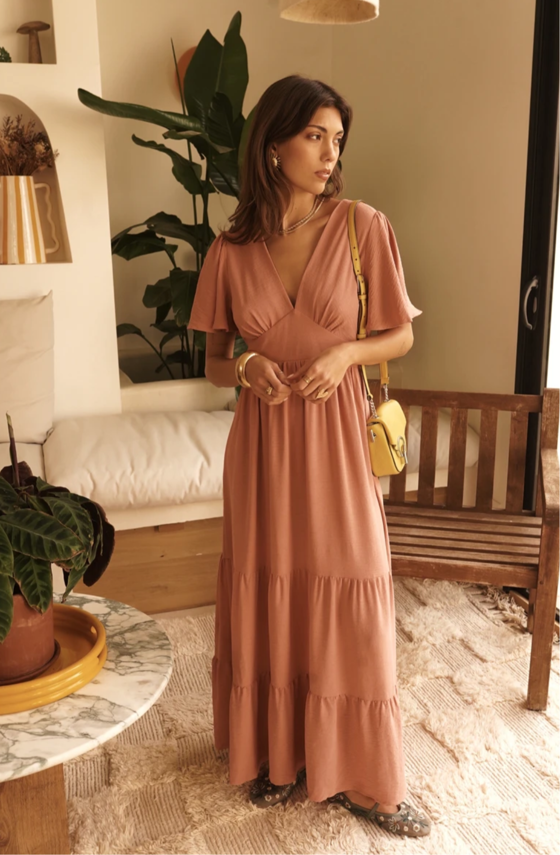 Robe longue vieux rose