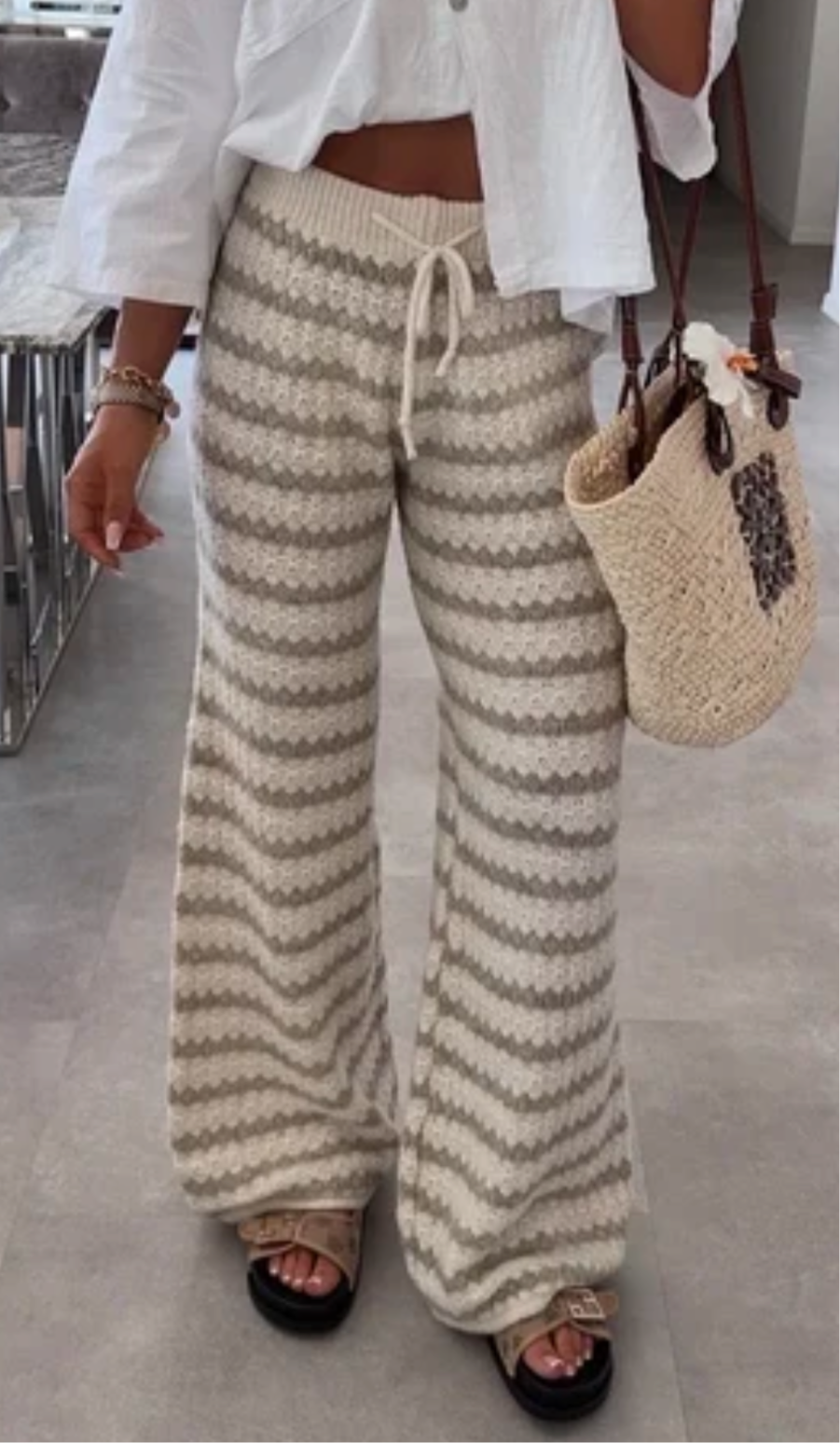 Pantalon en crochet rayé