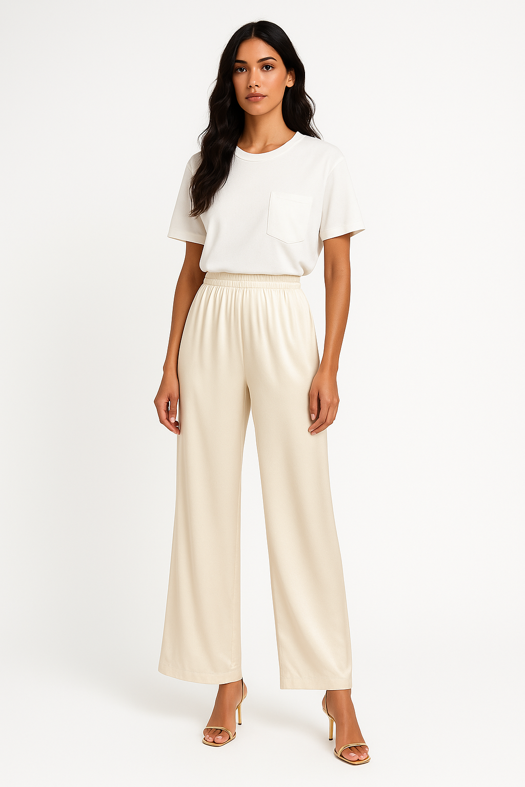 Pantalon en soie écru