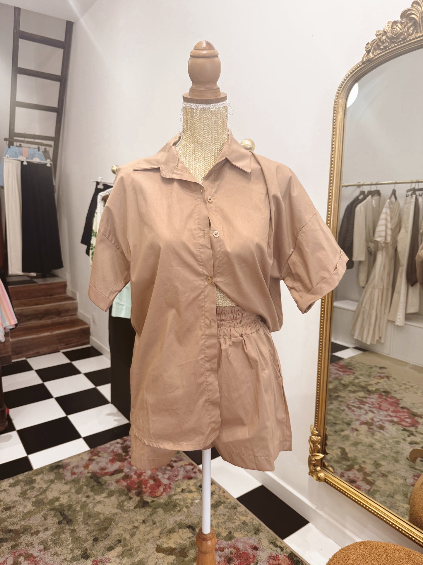Ensemble en popeline camel
