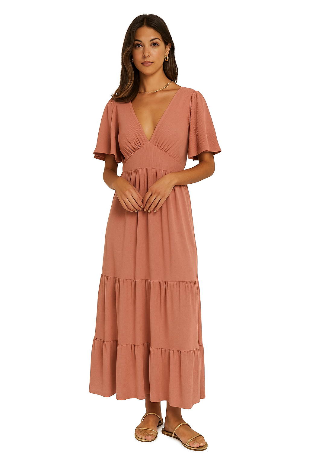 Robe longue vieux rose