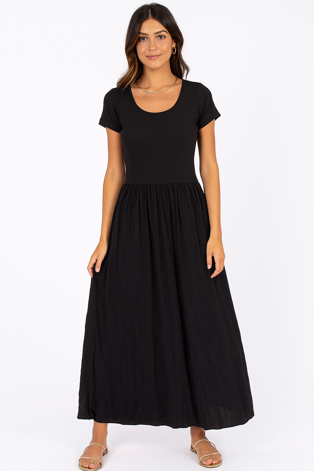Robe bimatière noire