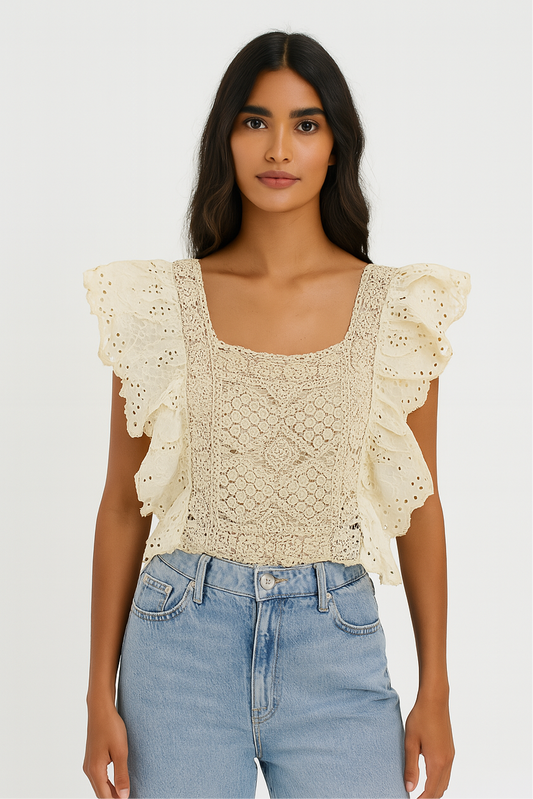 Top crochet à volants
