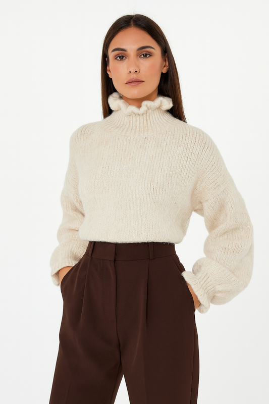 Pull Flora beige