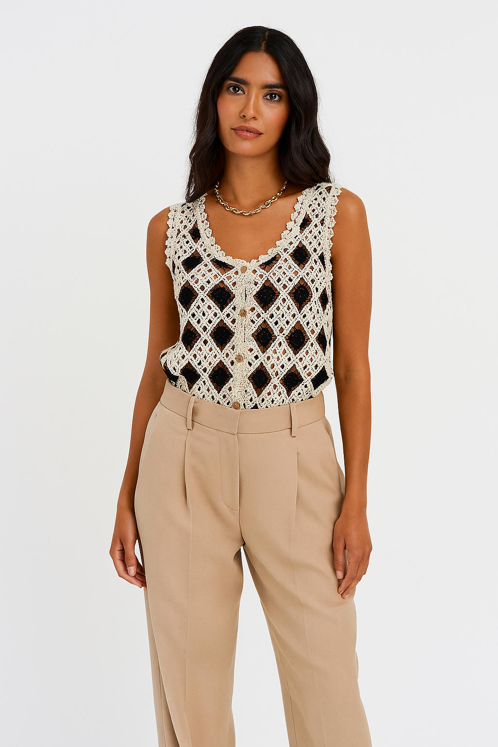 Gilet en crochet noir et blanc