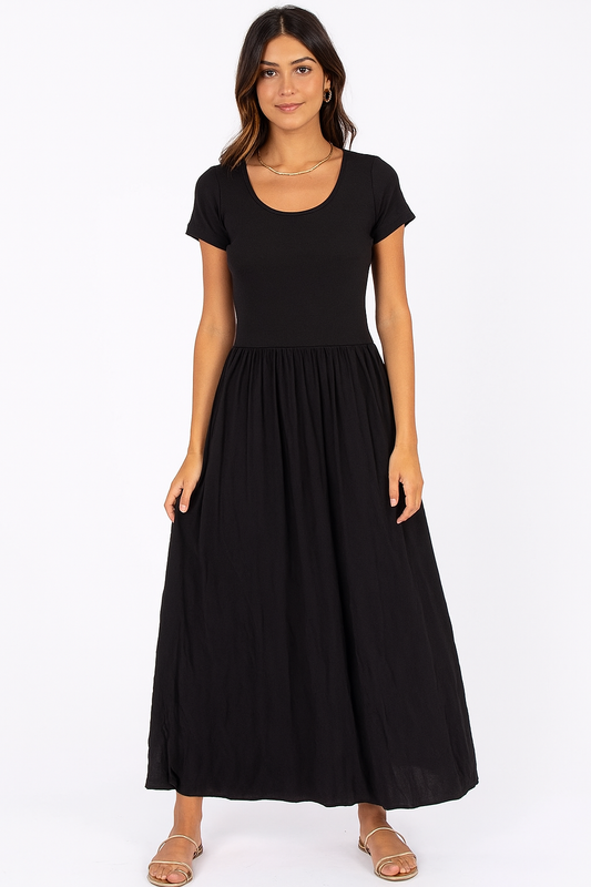 Robe bimatière noire