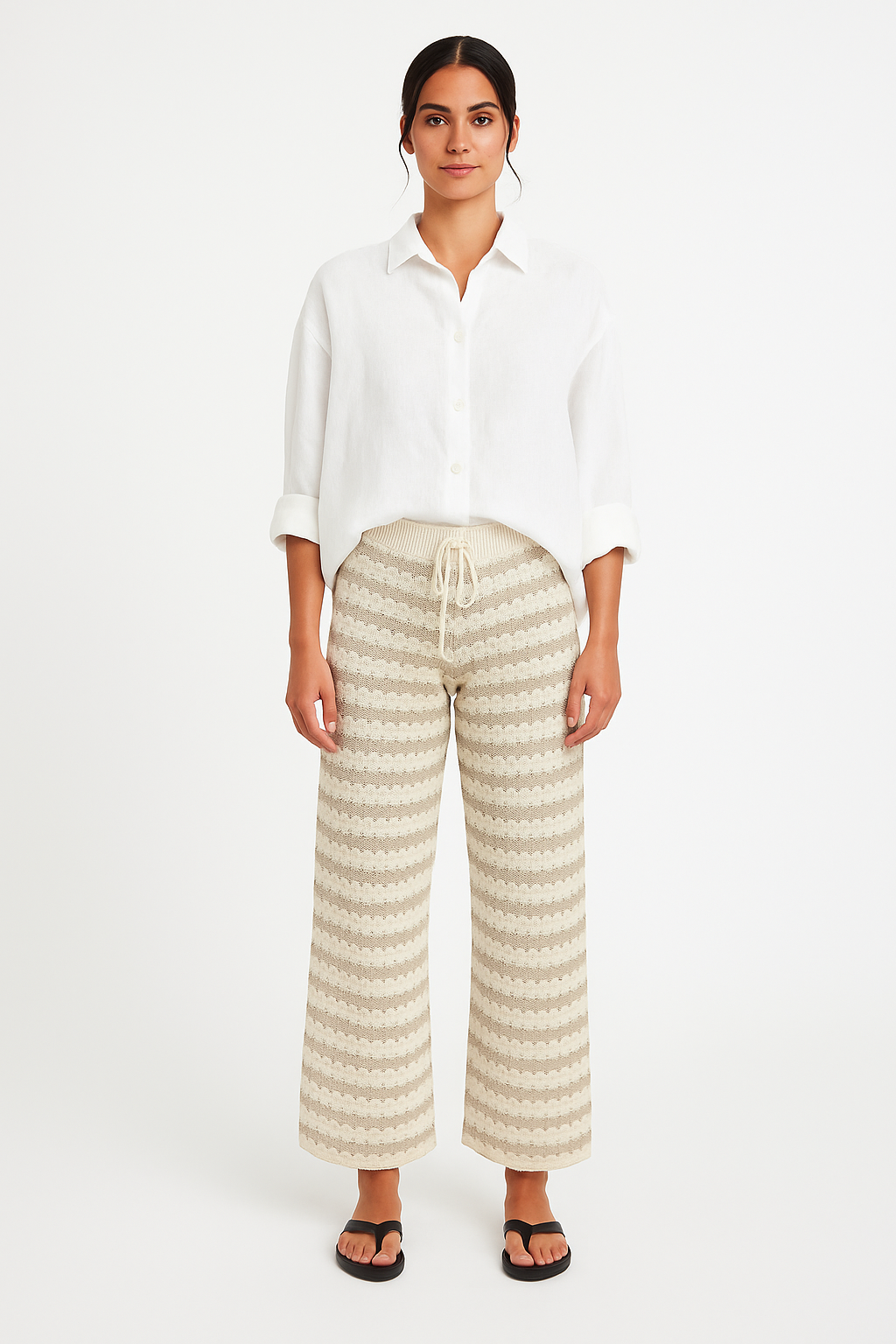 Pantalon en crochet rayé