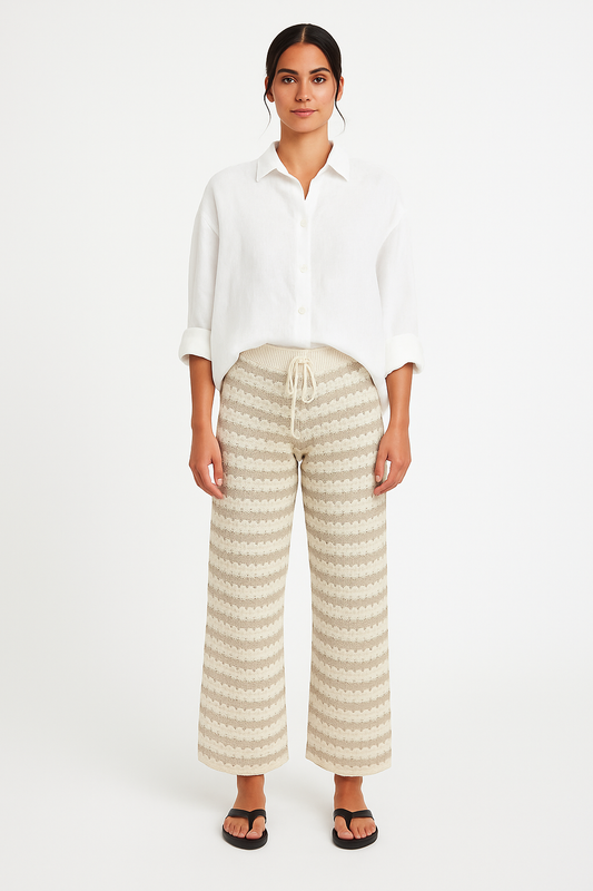 Pantalon en crochet rayé