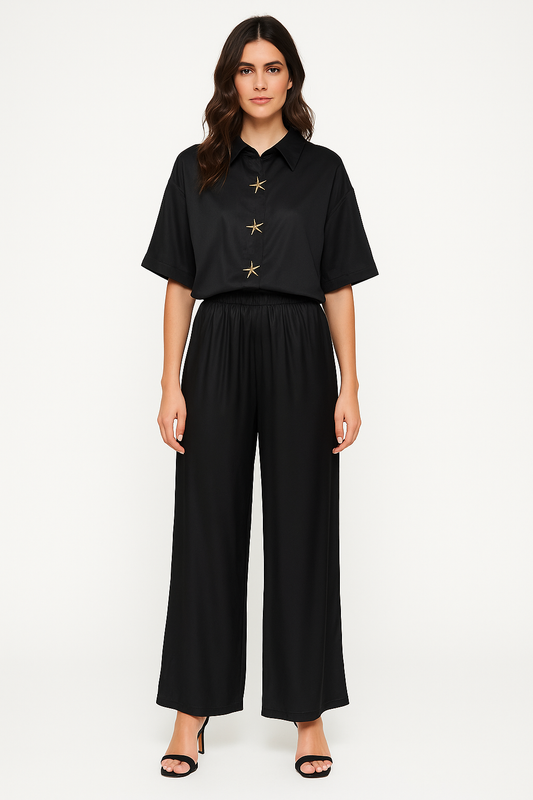 Pantalon en soie noir