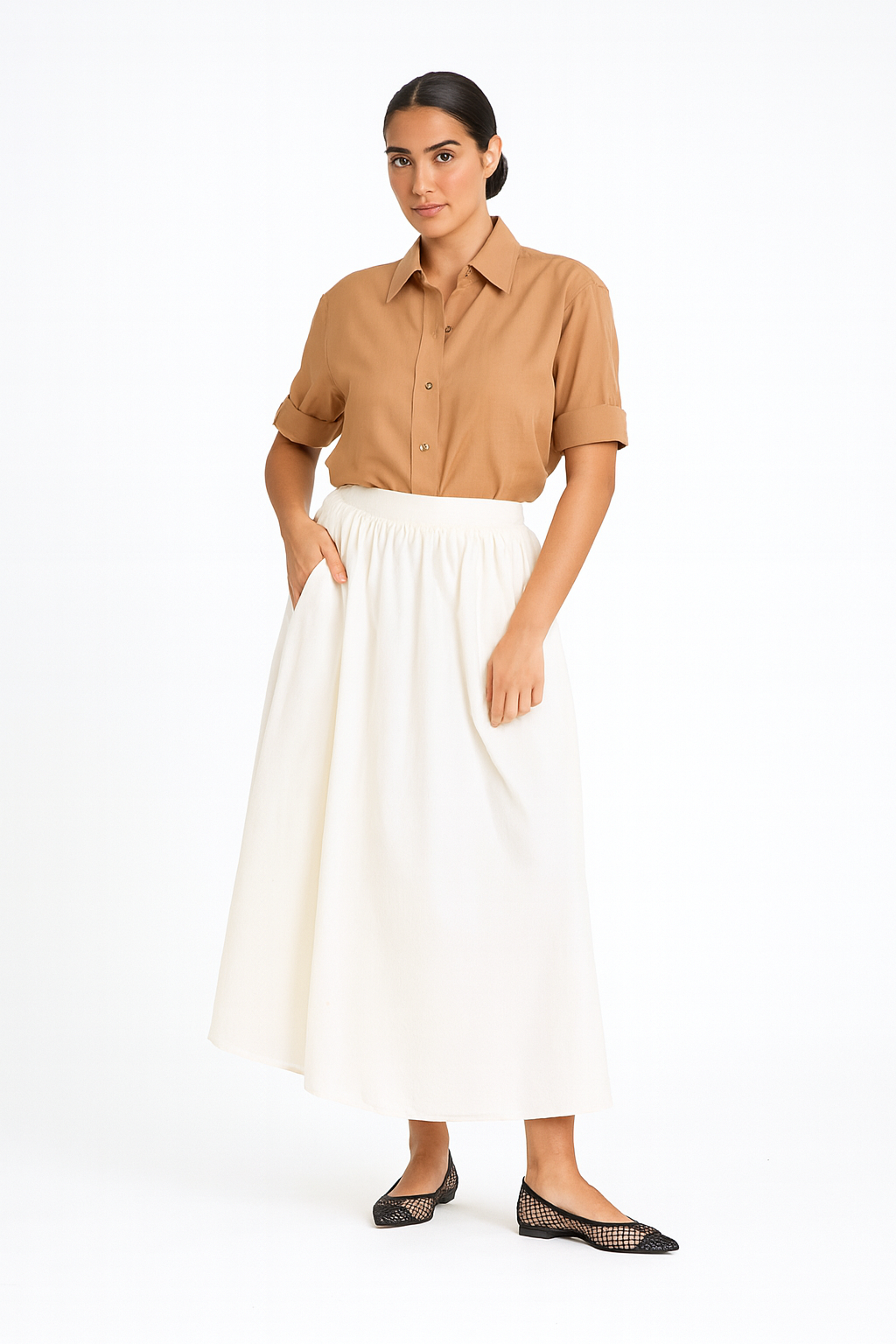 Jupe popeline écru